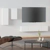 TV staliukas Televizoriaus spintelių komplektas, 4 dalių, baltas, mediena