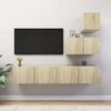 TV staliukas Televizoriaus spintelių komplektas, 4 dalių, ąžuolo, mediena