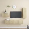 TV staliukas Televizoriaus spintelių komplektas, 4 dalių, ąžuolo, mediena