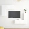 TV staliukas Televizoriaus spintelių komplektas, 4 dalių, baltas, mediena