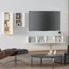 TV staliukas Televizoriaus spintelių komplektas, 4 dalių, baltas, mediena
