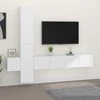 TV staliukas Televizoriaus spintelių komplektas, 5 dalių, baltas, mediena