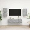 TV staliukas Televizoriaus spintelių komplektas, 5 dalių, betono, mediena