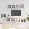 TV staliukas Televizoriaus spintelių komplektas, 5 dalių, baltas, mediena