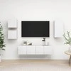 TV staliukas Televizoriaus spintelių komplektas, 5 dalių, baltas, mediena