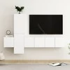 TV staliukas Televizoriaus spintelių komplektas, 5 dalių, baltas, mediena