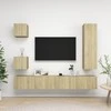 TV staliukas Televizoriaus spintelių komplektas, 5 dalių, ąžuolo, mediena