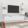 TV staliukas Televizoriaus spintelių komplektas, 6 dalių, baltas, mediena