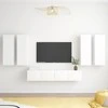 TV staliukas Televizoriaus spintelių komplektas, 6 dalių, baltas, mediena
