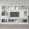 TV staliukas Televizoriaus spintelių komplektas, 6 dalių, baltas, mediena