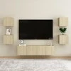 TV staliukas Televizoriaus spintelių komplektas, 6 dalių, ąžuolo, mediena