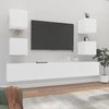 TV staliukas Televizoriaus spintelių komplektas, 6 dalių, baltas, mediena