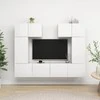TV staliukas Televizoriaus spintelių komplektas, 6 dalių, baltas, mediena