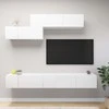 TV staliukas Televizoriaus spintelių komplektas, 6 dalių, baltas, mediena