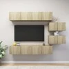 TV staliukas Televizoriaus spintelių komplektas, 6 dalių, ąžuolo, mediena