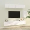 TV staliukas Televizoriaus spintelių komplektas, 6 dalių, baltas, mediena