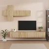 TV staliukas Televizoriaus spintelių komplektas, 7 dalių, ąžuolo, mediena