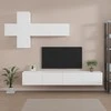 TV staliukas Televizoriaus spintelių komplektas, 7 dalių, baltas, mediena