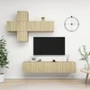 TV staliukas Televizoriaus spintelių komplektas, 7 dalių, ąžuolo, mediena