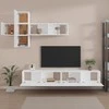 TV staliukas Televizoriaus spintelių komplektas, 7 dalių, baltas, mediena