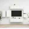 TV staliukas Televizoriaus spintelių komplektas, 8 dalių, baltas, mediena
