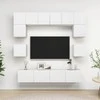 TV staliukas Televizoriaus spintelių komplektas, 8 dalių, baltas, mediena
