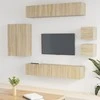 TV staliukas Televizoriaus spintelių komplektas, 8 dalių, ąžuolo, mediena