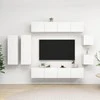 TV staliukas Televizoriaus spintelių komplektas, 8 dalių, baltas, mediena