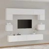 TV staliukas Televizoriaus spintelių komplektas, 8 dalių, baltas, mediena