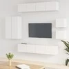 TV staliukas Televizoriaus spintelių komplektas, 8 dalių, baltas, mediena