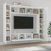 TV staliukas Televizoriaus spintelių komplektas, 8 dalių, baltas, mediena