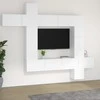 TV staliukas Televizoriaus spintelių komplektas, 9 dalių, baltas, mediena