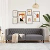 Trivietė chesterfield sofa, pilkos spalvos, dirbtinė oda