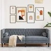 Trivietė chesterfield sofa su pagalvėlėmis, pilka, aksomas