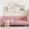 Trivietė chesterfield sofa su pagalvėlėmis, rožinė, aksomas