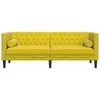 Trivietė chesterfield sofa su pagalvėlėmis, geltona, aksomas
