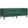 Trivietė chesterfield sofa su pagalvėlėmis, žalia, aksomas