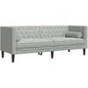 Trivietė chesterfield sofa su pagalvėlėmis, pilka, aksomas