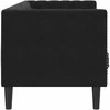 Trivietė chesterfield sofa su pagalvėlėmis, juoda, aksomas