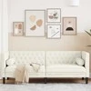 Trivietė chesterfield sofa su pagalvėlėmis, kreminė, aksomas