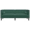 Trivietė chesterfield sofa su pagalvėlėmis, žalia, aksomas