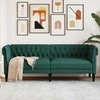 Trivietė chesterfield sofa, tamsiai žalios spalvos, audinys