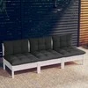 Trivietė sodo sofa su antracito pagalvėlėmis, pušies masyvas