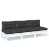 Trivietė sodo sofa su antracito pagalvėlėmis, pušies masyvas