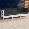 Trivietė sodo sofa su antracito pagalvėlėmis, pušies masyvas