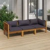 Trivietė sodo sofa su pagalvėlėmis, akacijos medienos masyvas
