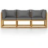 Trivietė sodo sofa su pagalvėlėmis, akacijos medienos masyvas