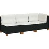 Trivietė sodo sofa su pagalvėlėmis, juodos spalvos, poliratanas