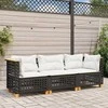 Trivietė sodo sofa su pagalvėlėmis, juodos spalvos, poliratanas