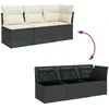 Trivietė sodo sofa su pagalvėlėmis, juodos spalvos, poliratanas